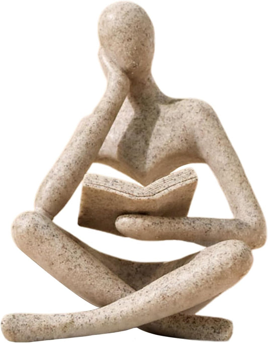 Abstract Thinker Statue Bookshelf Decor Modern Reading Sculpture Figurine